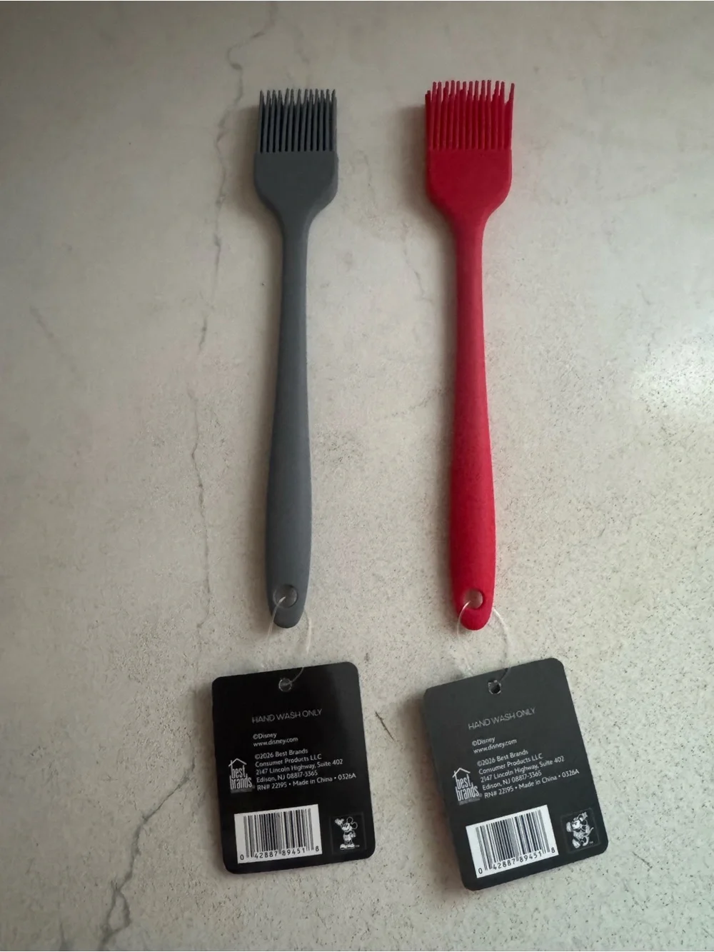NWT- bundle of 2 .Disney Mickey & Minnie Silicone Basting Brushes - Gray & Red
